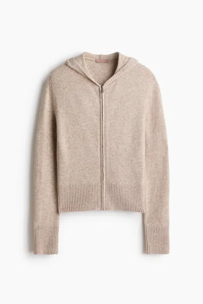 H&m Knit Hooded Jacket In Pink