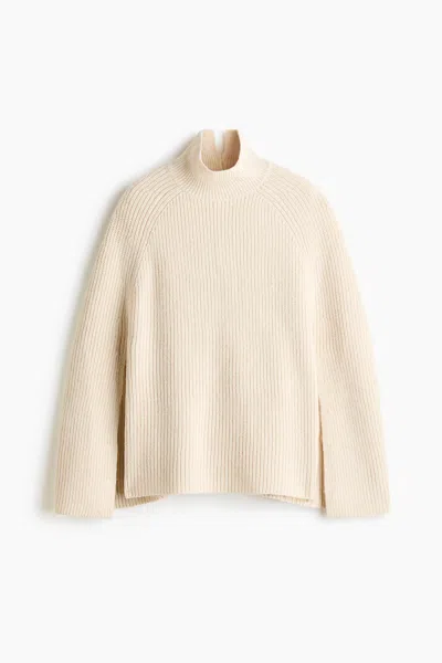 H&m Knit Mock Turtleneck Cape In Neutral