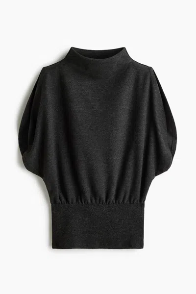 H&m Knit Mock Turtleneck Top In Gray