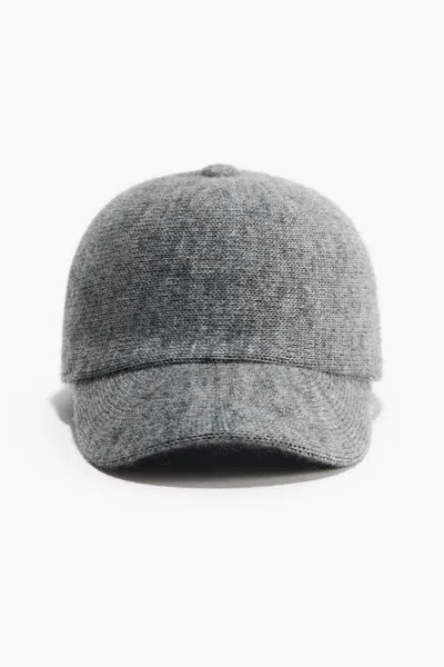 H&m Knit Mohair-blend Cap In Gray Melange