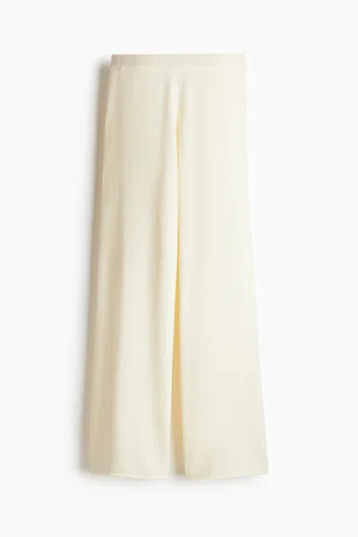 H&m Fine-knit Flared Pants In White