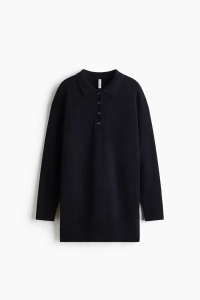 H&m Knit Polo Dress In Blue