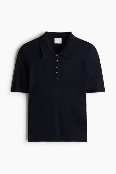H&m Knit Polo Shirt In Blue