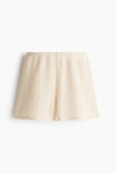 H&m Knit Pull-on Shorts In Neutral