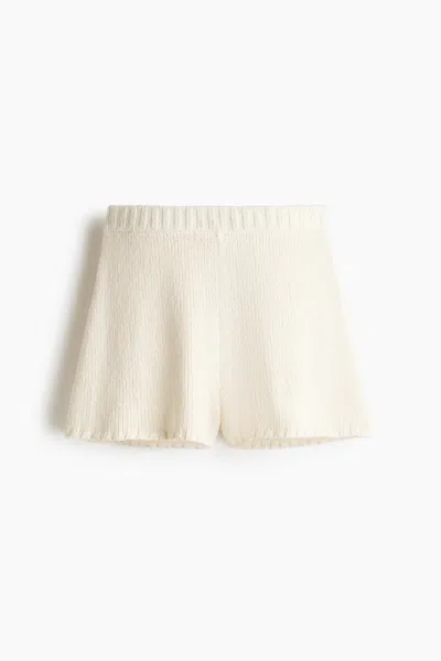 H&m Knit Pull-on Shorts In White