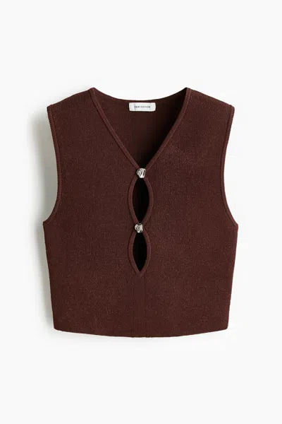 H&m Knit Sleeveless Top In Brown