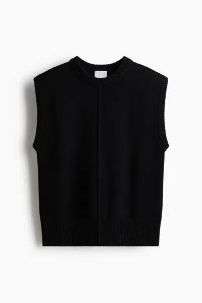 H&m Knit Sweater Vest In Black