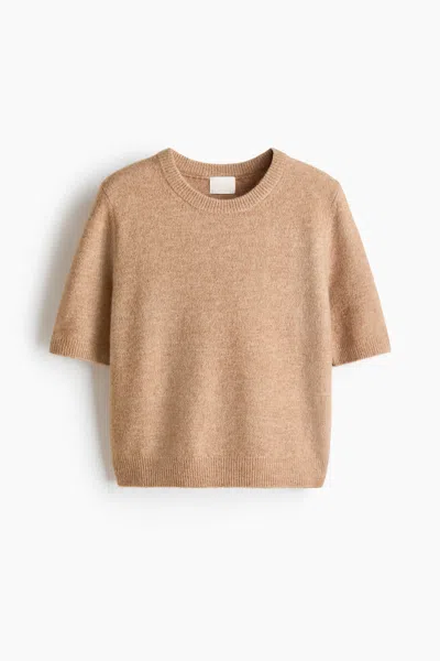 H&m Knit T-shirt In Brown