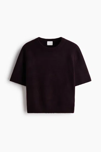 H&m Knit T-shirt In Burgundy