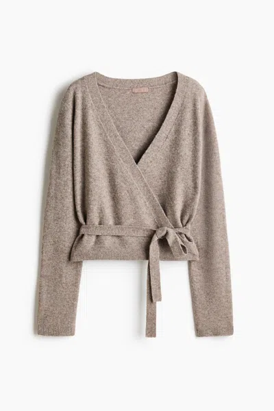 H&m Knit Wrap Cardigan In Gray