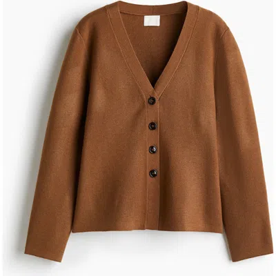 H&m Knitted Cardigan In Brown