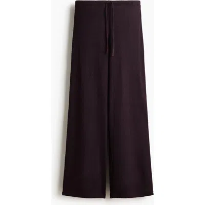H&m Knitted Drawstring Trousers In Brown