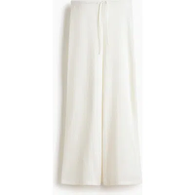 H&m Knitted Drawstring Trousers In White