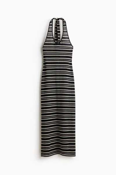 H&m Knitted Halterneck Dress In Black