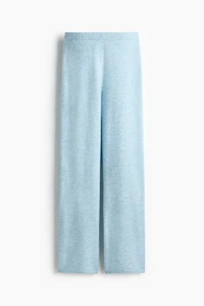 H&m Knitted Pull-on Trousers In Blue