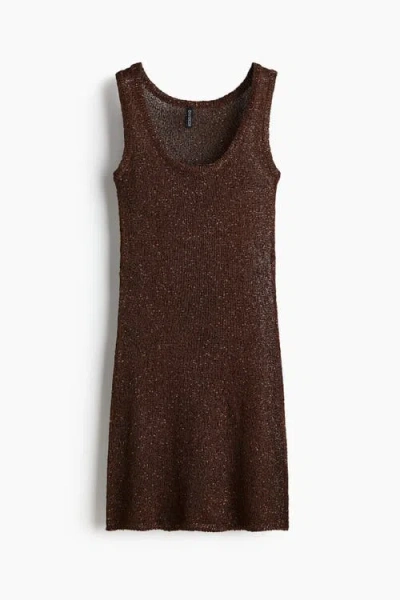 H&m Knitted Sleeveless Dress In Brown