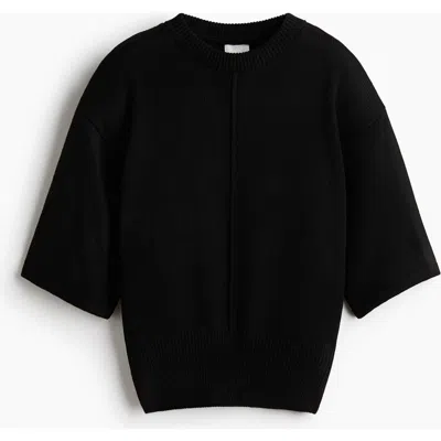 H&m Knitted Top In Black
