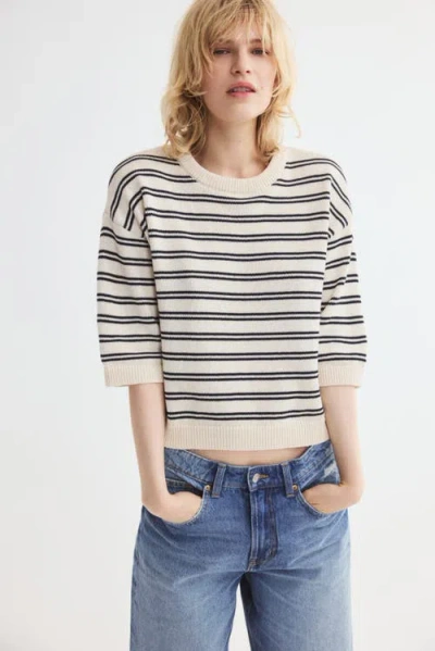 H&m Knitted T-shirt In Neutral
