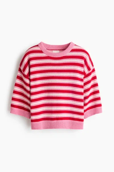 H&m Knitted T-shirt In Pink