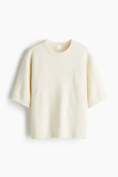 H&m Knitted T-shirt In Neutral