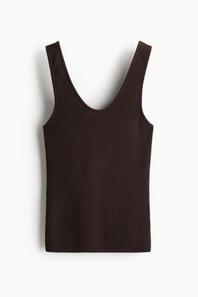 H&m Knitted Vest Top In Brown