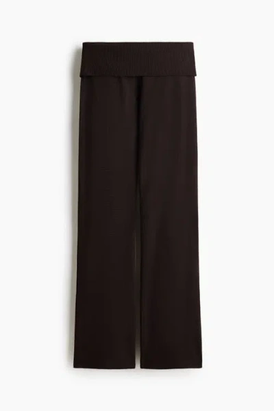 H&m Knitted Yoga Pants In Brown