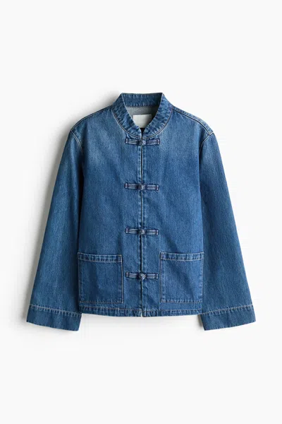 H&m Knot-button Denim Jacket In Blue