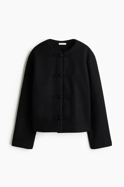 H&m Knot-button Jersey Jacket In Blue