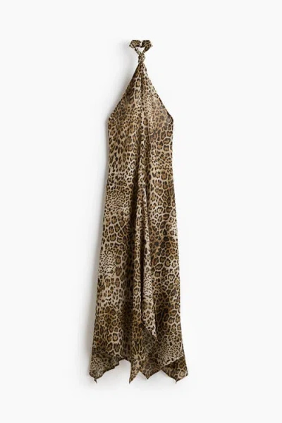H&m Knot-detail Halterneck Dress In Multi