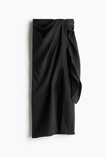 H&m Knot-detail Maxi Skirt In Gray