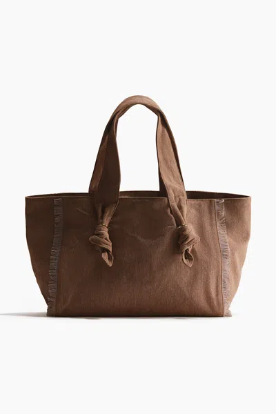 H&m Knot-detail Tote Bag In Dark Taupe