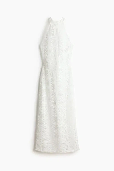 H&m Lace Halterneck Dress In White