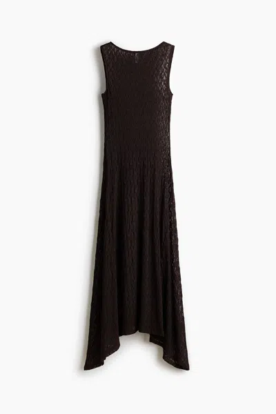 H&m Lace Maxi Dress In Dark Brown