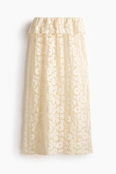 H&m Lace Midi Skirt In Neutral