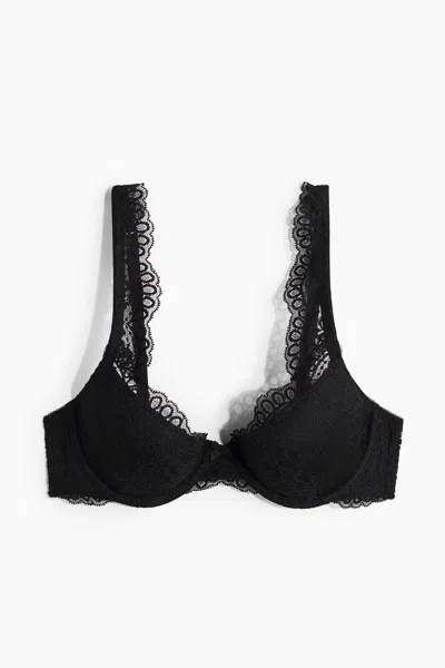 H&m Lace Push-up Bra In Black