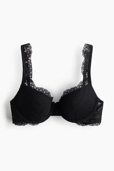 H&m Lace Push-up Bra In Black