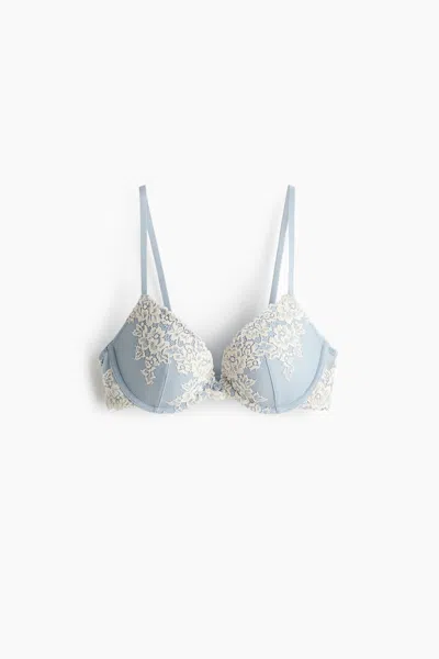 H&m Lace Push-up Bra In Blue