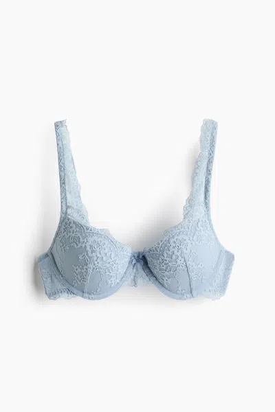 H&m Lace Push-up Bra In Blue