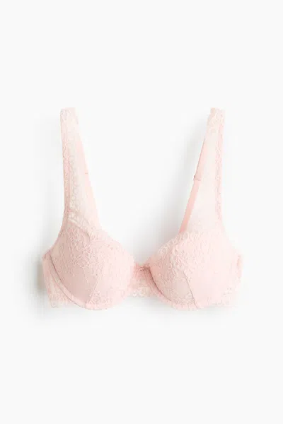 H&m Lace Push-up Bra In Pink