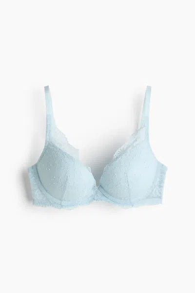 H&m Lace Super Push-up Bra In Blue