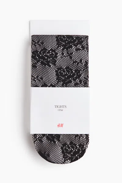 H&m Lace Tights In Black
