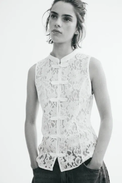 H&m Lace Vest In White