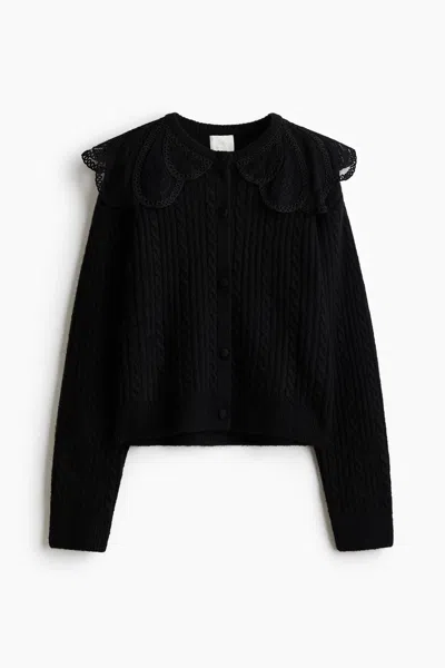 H&m Lace-collar Cardigan In Black