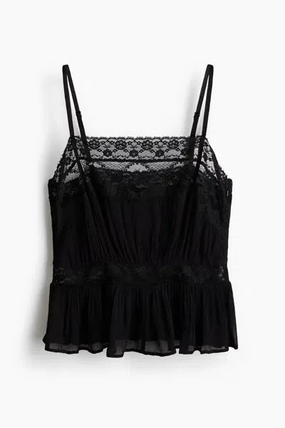 H&m Lace-detail Camisole Top In Black