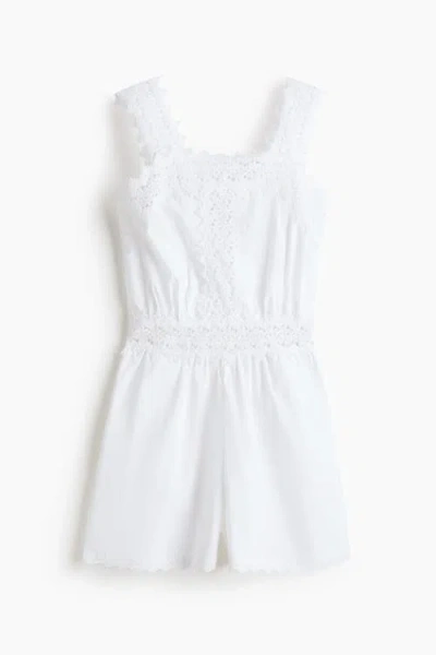 H&m Lace-detail Cotton Playsuit In White