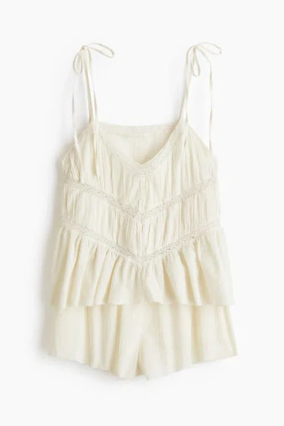 H&m Lace-detail Cotton Pyjamas In White