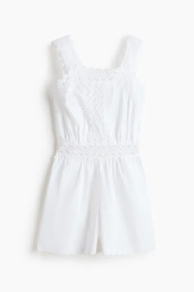 H&m Lace-detail Cotton Romper In White