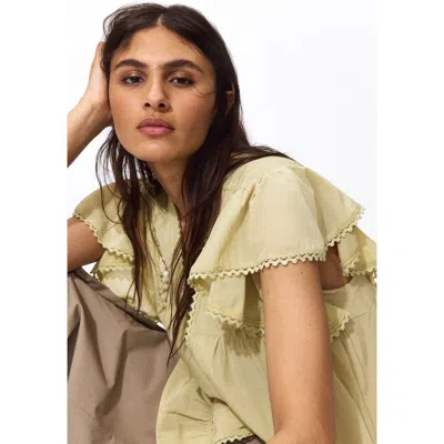 H&m Lace-inset Blouse In Green