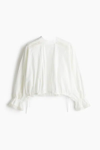 H&m Lace-inset Cotton Blouse In White