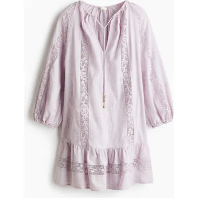 H&m Lace-inset Tunic Dress In Pink